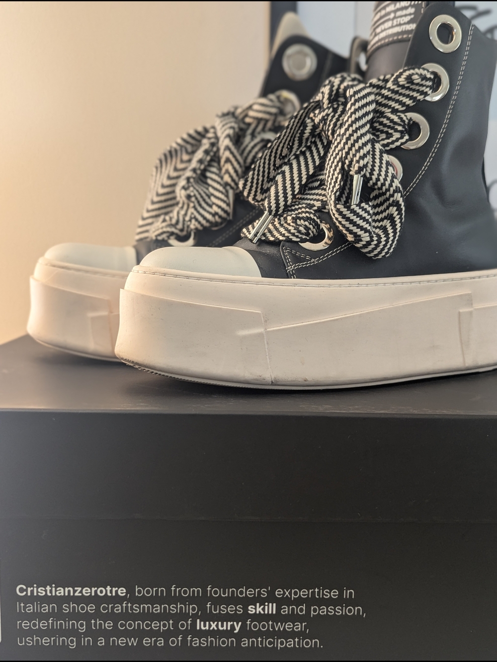 Cristianzerotre Black Platform High-Top Sneakers